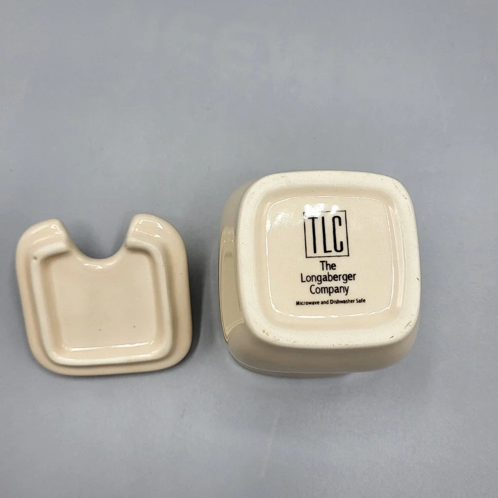 Longaberger Mayonnaise Jar Ceramic Condiment Pot Lid Cream Farmhouse Replacement